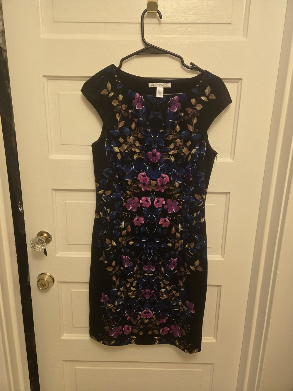 Maggy London Black Floral Sheath Dress